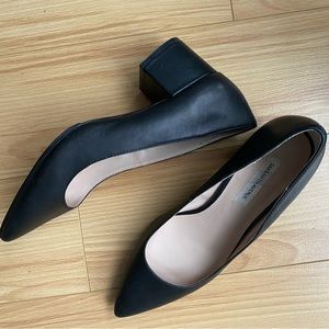 Saks fifth Avenue leather pointed toe block heels